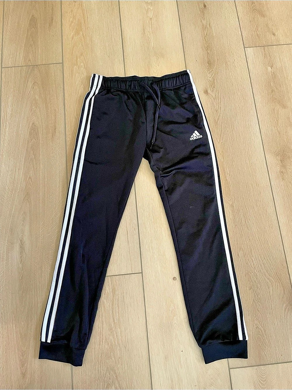 adidas Primegreen Essentials 3-Stripes Cuffed Track Pants Black & White